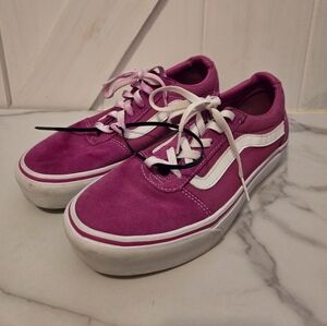 Vans Womens Suede Fuscia Size 8.5 Eggplant Purple Low Top sneakers EUC